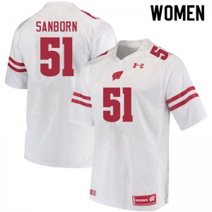 Women's Wisconsin Badgers NCAA #51 Bryan Sanborn White Authentic Under Armour Stitched College Football Jersey SX31Z82JY